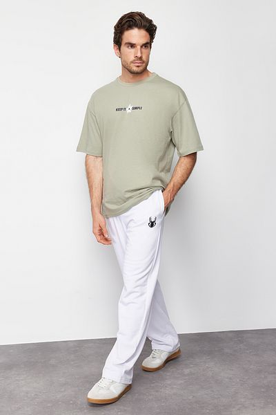 Trendyol Collection Λευκό Oversize Φούτερ με Κέντημα Λεπτομέρεια - TMNSS24EA00007