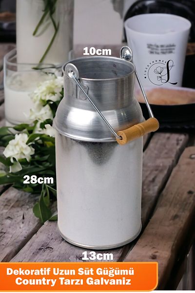 LUCKYHOMES Country Style Galvanized Long Milk Knot 28-13-10cm,Decorative Knot,Stainless Galvanized Long Wide Bucket