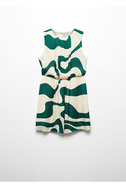 MANGO Woman Pili Detaylı Desenli Elbise