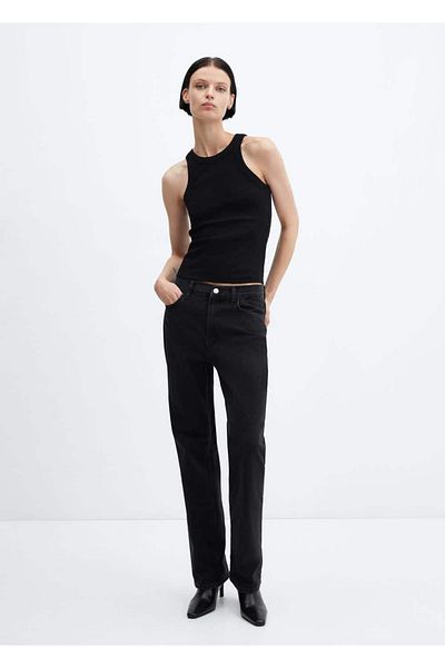MANGO Woman Rubber knit cotton blouse