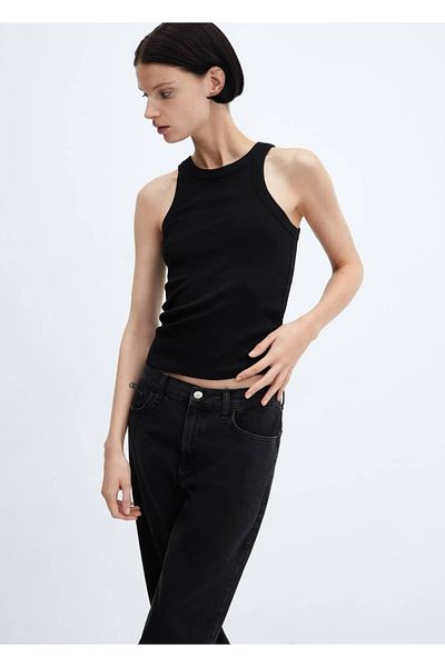 MANGO Woman Rubber knit cotton blouse