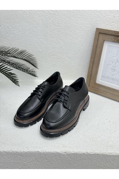 Venüs 2412903Y LACED GENUINE LEATHER 4CM THICK SOLE LOAFER WOMEN