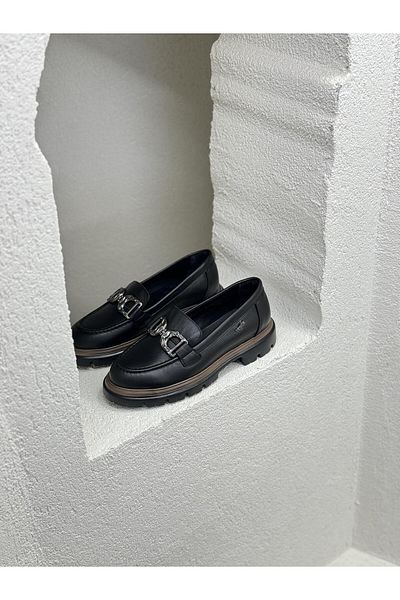 Venüs 2412902Y BUCKLE 4 CM THICK SOLE GENUINE LEATHER LOAFER SHOES WOMEN