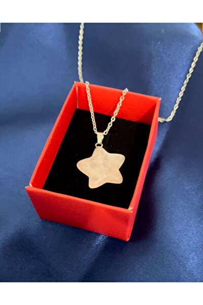 Kashpanya قلادة مرصعة بالنجوم من الحجر الطبيعي (الكوارتز الوردي)