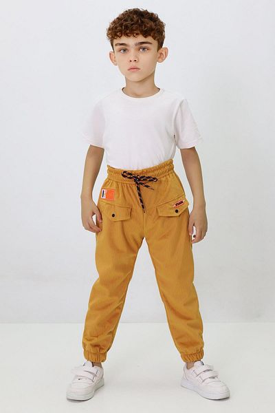 CANBİX Boy's Caped Embroidered Velvet Trousers