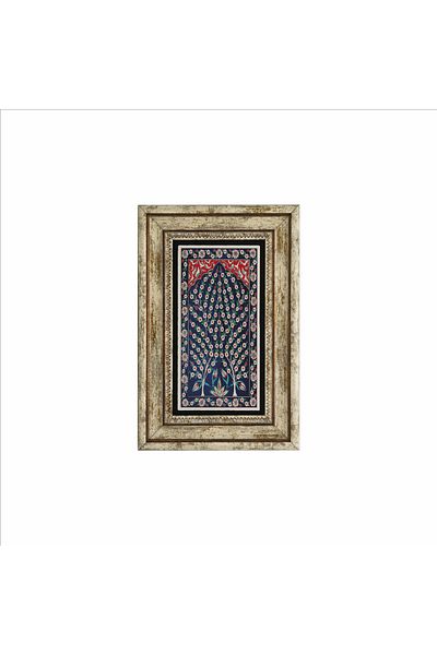 Sadrazam Ottoman Iznik Tile Pattern Printed Natural Stone Painting 20X30 Drt-52