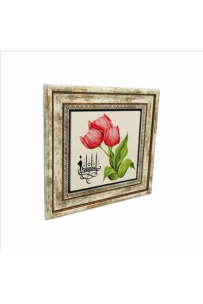 Sadrazam Pictură cu piatră naturală imprimată lalele Istanbul 25x25 Krt-69
