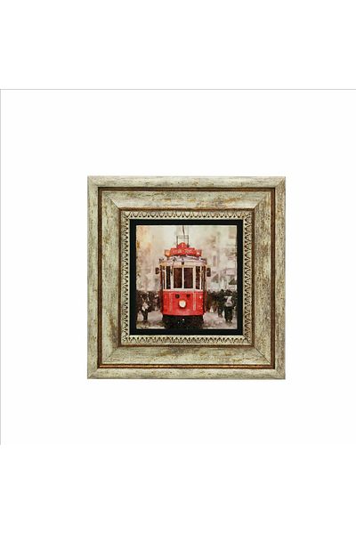 Sadrazam Nostalgic Tram Printed Natural Stone Painting 20X20 Krt-47