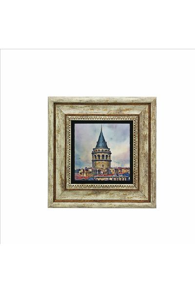 Sadrazam Pictură cu piatră naturală imprimată Turnul Galata 20x20 Krt-20