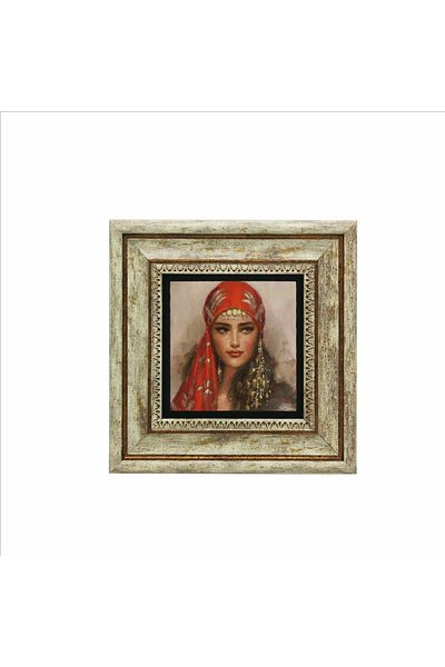 Sadrazam Pictură cu piatră naturală imprimată cu desenul unei femei anatolice 20x20 Krt-112