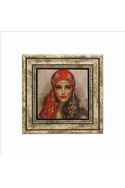 Sadrazam Pictură cu piatră naturală imprimată cu desenul unei femei anatolice 25x25 Krt-112