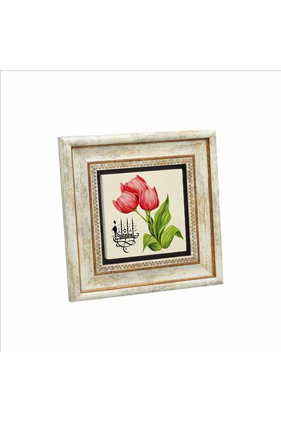 Sadrazam Pictură cu piatră naturală imprimată lalele Istanbul 20x20 Krt-69