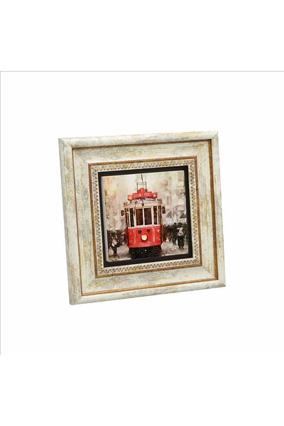 Sadrazam Nostalgic Tram Printed Natural Stone Painting 20X20 Krt-47