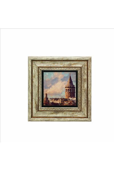 Sadrazam Pictură cu piatră naturală imprimată Turnul Galata 20x20 Krt-22