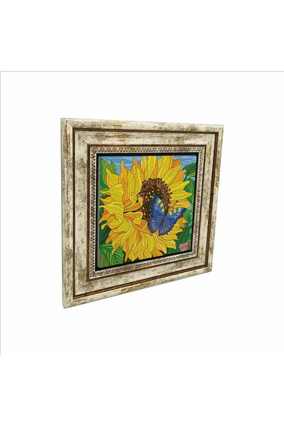 Sadrazam Pictură cu piatră naturală imprimată fluture 25x25 Krg-154
