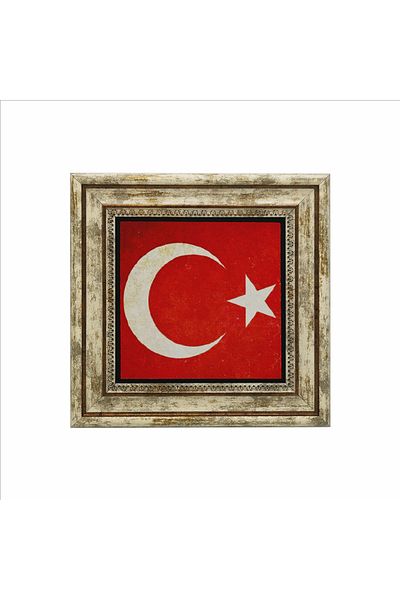 Sadrazam Pictură cu piatră naturală imprimată cu steagul Turciei 25x25 Krt-98
