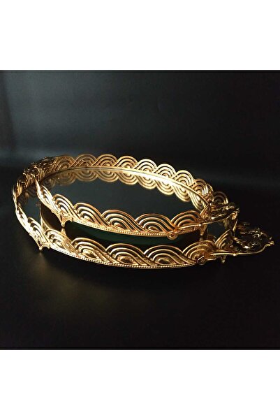 HİLALKRİSTAL 2 li Gold-Aynalı -Şık -Sunum Tepsisi -Söz- Nişan Çikolata Tepsi ...