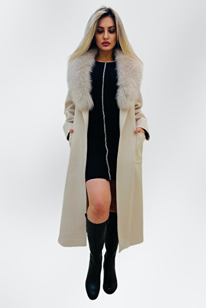 centilmen معطف مخيط بياقة من الفرو 32515-24