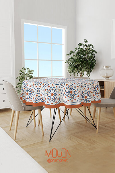 Moud's مفرش طاولة دائري من القماش المدبوغ بنمط إسلامي من Complex Circle