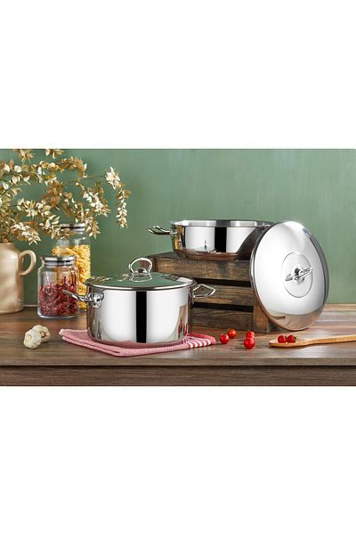 Özkent Çamlıca Flat Short Rice Pot 18 Cm (18/10 Stainless Steel)