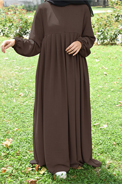 Ns nowascarf Φορέματα/Φορέματα με πλισέ φερμουάρ Aerobin Fabric Hijab Καφέ