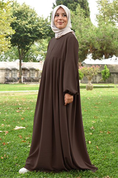 Ns nowascarf Φορέματα/Φορέματα με πλισέ φερμουάρ Aerobin Fabric Hijab Καφέ