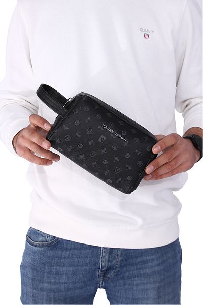 Pierre Cardin 01 τεμ 002001   Ανδρική τσάντα χειρός Clutch Τσάντα συμπλέκτη με στάμπα μαύρο