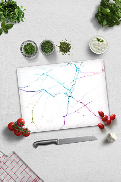 Decorita Glass Cutting Board - Glass Cutting Table| Colored White Marble| 30c...