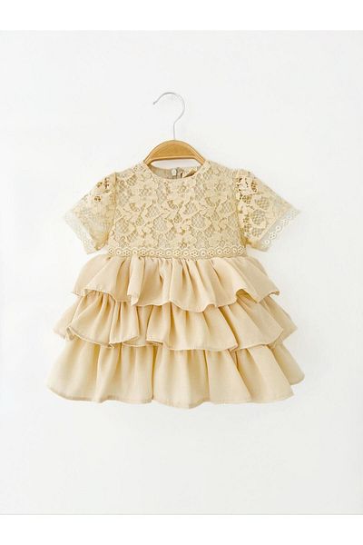COLORED BABY Baby Girl Skirt Frilly Lined Lace Dress One Piece