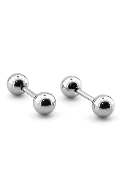 Solfera Silver Color Ball End Screw Bar Piercing Women's Men's Earrings ER046