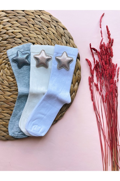 The Cloudish Shop Детски бамбукови чорапи с блестящи пайети, 3-измерни, 3-пакет