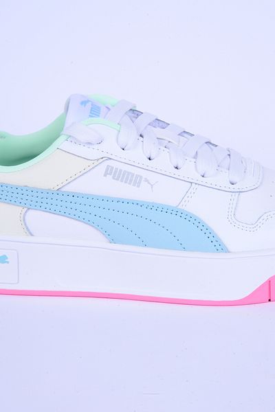 Puma 389390-21 Carina Street Leather Orthopedic Sole Women's Casual White-turquoise Sneakers