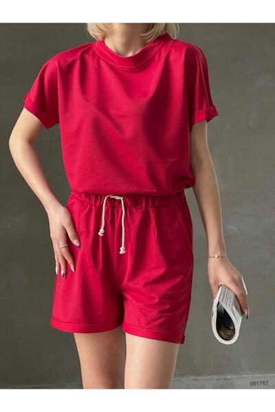 merlavin Ženske kratke hlače od dvonitne tkanine, dvodelni set (šarene)