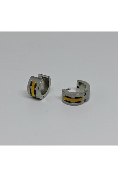 mama india alaçatı Unisex Women Men 316L Surgical Steel Gold Silver Color Diameter 14 mm 2 Pieces Hoop Earrings No:64