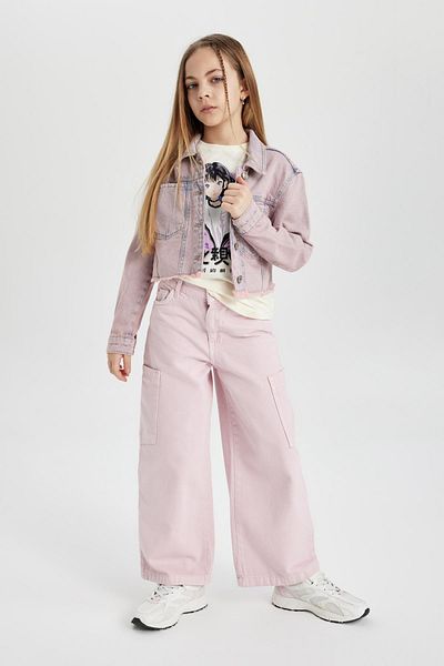 DeFacto Girl's Wide Leg Cargo Wide Leg Jean Trousers C0451a824sp