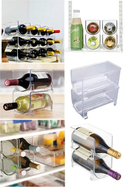 HYB GRUP 4 Pieces Refrigerator Bottle Organizer, Bottle Organizer, Floor Layer Stackable