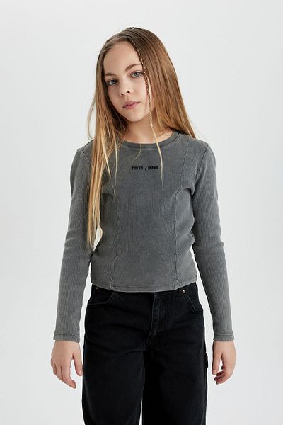 DeFacto Girl's Crew Neck Ribbed Camisole Long Sleeve T-Shirt C0247a824sp