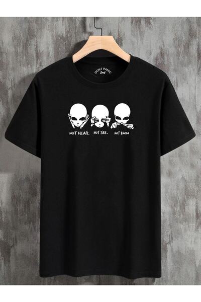 Orbans Unisex oversize tričko Not Hear Front Printed Black