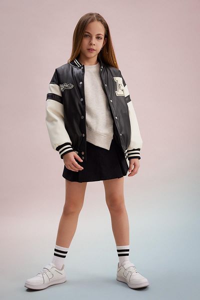 DeFacto Girl's Waterproof College Collar Bomber Jacket B2388A824SP