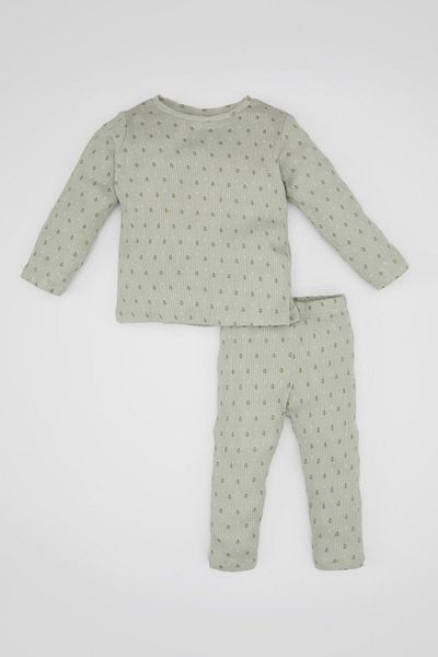DeFacto Baby Girl Pajama Set Floral Long Sleeve Top Elastic Waist Long Bottom C0656A524Sp