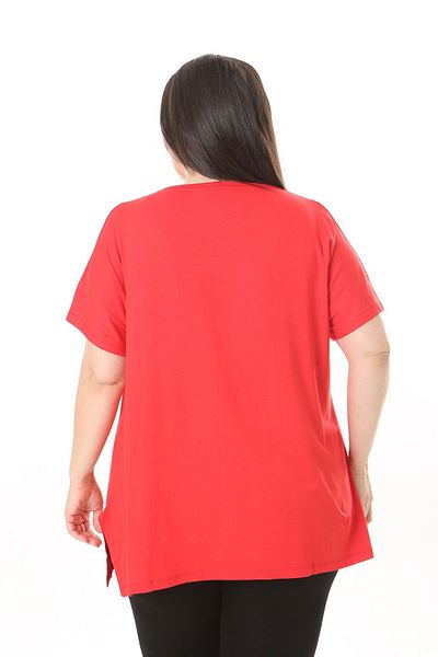 xlargebutik Red Flower Patterned Large Size Clothing Buluz
