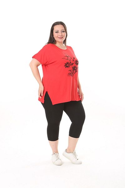 xlargebutik LARGE SIZE CLOTHING BUTTERFLY DAISY PRINTED POMEGRANATE FLOWER BULUZ