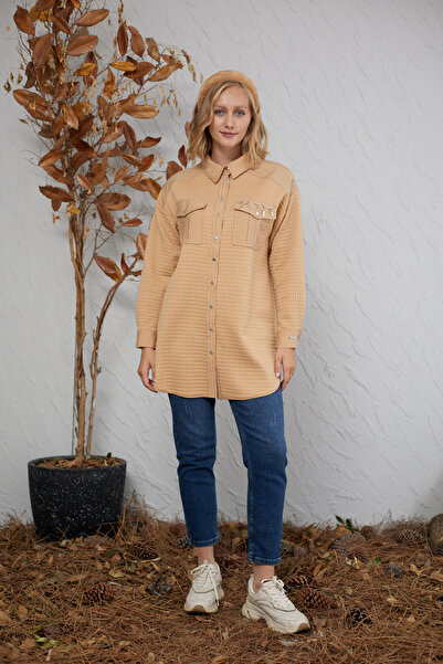 Moodbasic YENİ KADIN CEBİ İŞLEMELİ KAPİTONE GÖMLEK MB11.205