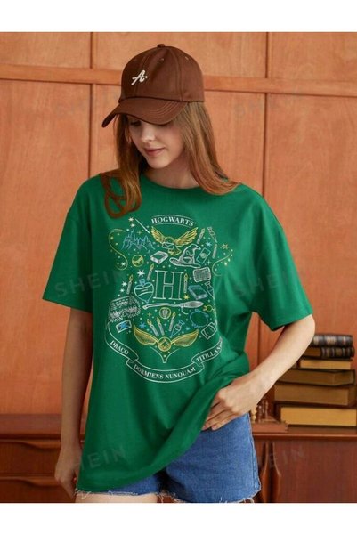 MAGORS STYLE-X HARRY POTTER HOGWARTS PRINTED CYCLING NECK, 100% COTTON, OVERSIZE TSHIRT