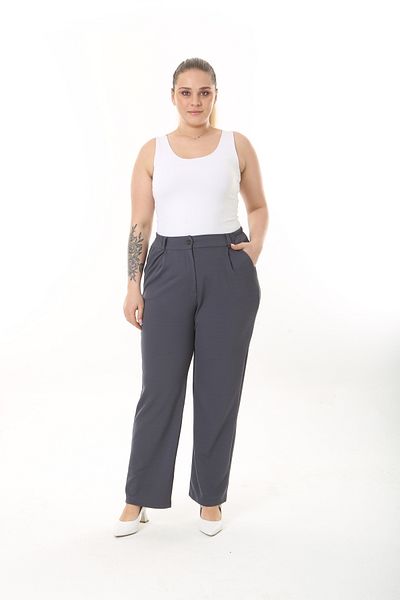 Era Lisa Comfortable Fit Lycra Elastic Waist Large Size Knitted Fabric Trousers