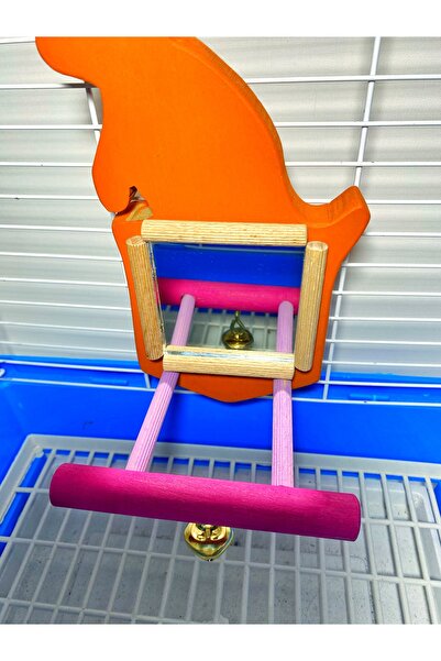 Ciko Kafes Rabbit Figured Mirrored Bell Bird Perch