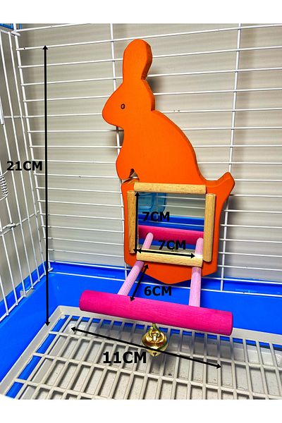 Ciko Kafes Rabbit Figured Mirrored Bell Bird Perch