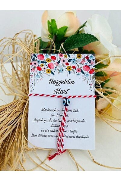 Emtory Home 5 Adet Bahar Çiçekli Kartlı Nazar Boncuklu Marteniçka Dilek Bilek...