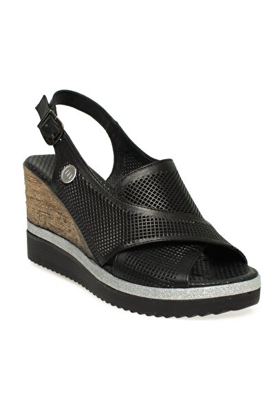 Mammamia صندل نسائي بكعب ويدج أسود - D24Ys-1430Z