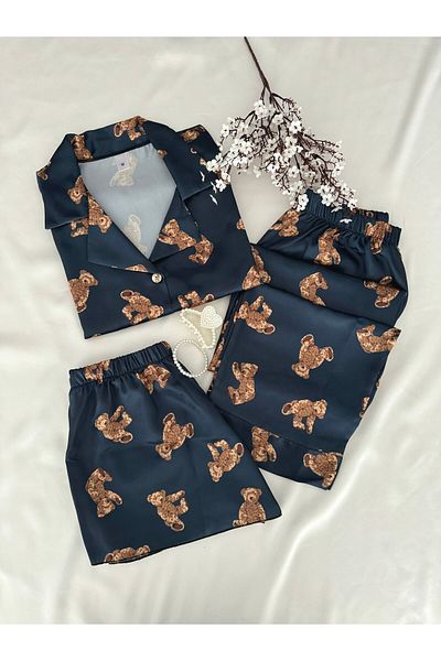 MH Moony Homewears 3dílná saténová sada pyžama s námořnickým medvídkem